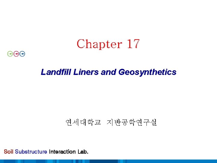 Chapter 17 Landfill Liners and Geosynthetics 연세대학교 지반공학연구실 Soil Substructure Interaction Lab. 