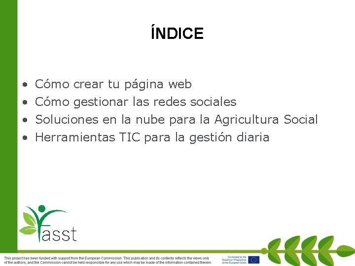 ÍNDICE • • Cómo crear tu página web Cómo gestionar las redes sociales Soluciones