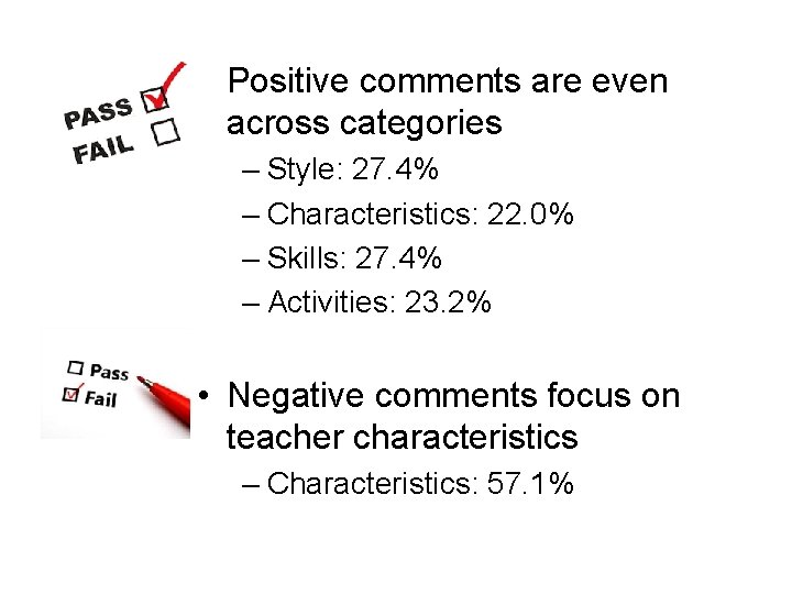 • Positive comments are even across categories – Style: 27. 4% – Characteristics: • Positive comments are even across categories – Style: 27. 4% – Characteristics: