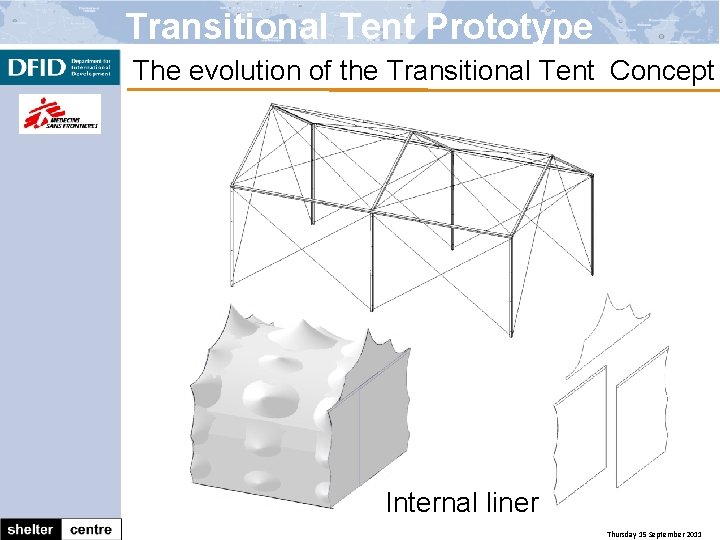 Transitional Tent Prototype The evolution of the Transitional Tent Concept Internal liner Thursday 15