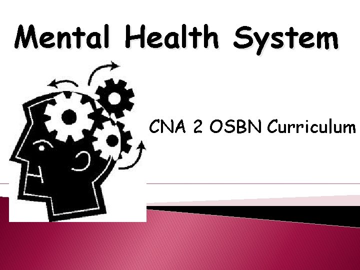 Mental Health System CNA 2 OSBN Curriculum 