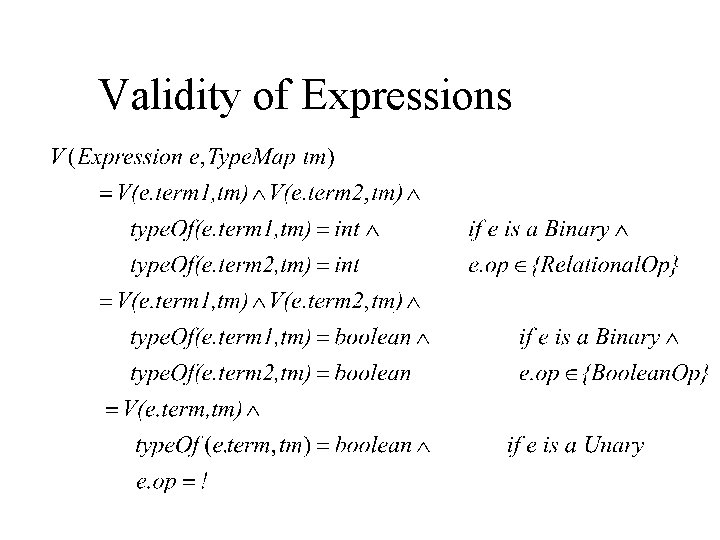 Validity of Expressions 