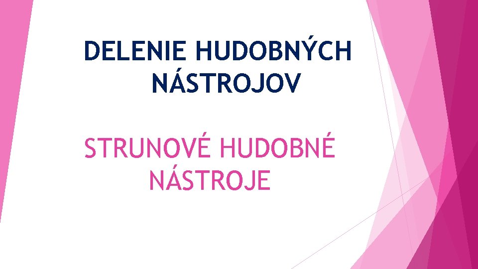 DELENIE HUDOBNÝCH NÁSTROJOV STRUNOVÉ HUDOBNÉ NÁSTROJE 