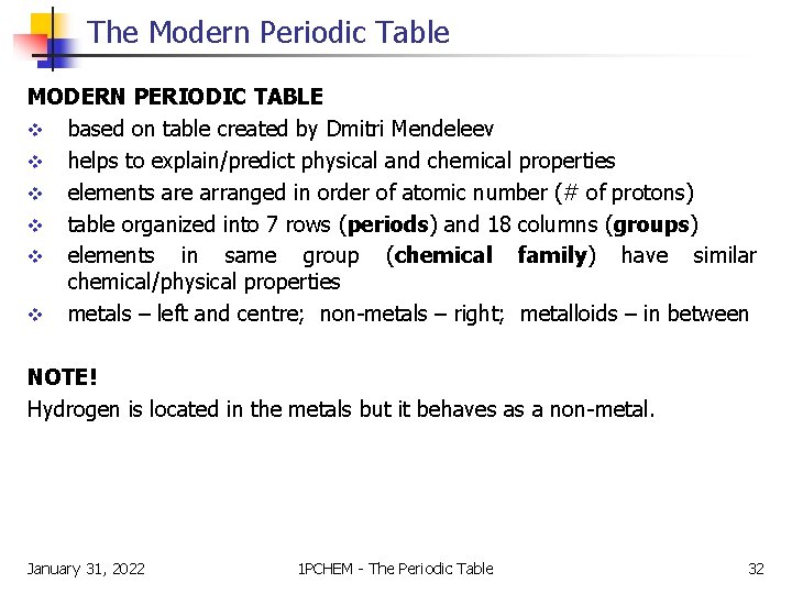 The Modern Periodic Table MODERN PERIODIC TABLE v based on table created by Dmitri The Modern Periodic Table MODERN PERIODIC TABLE v based on table created by Dmitri