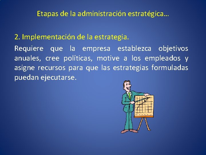 Etapas de la administración estratégica… 2. Implementación de la estrategia. Requiere que la empresa