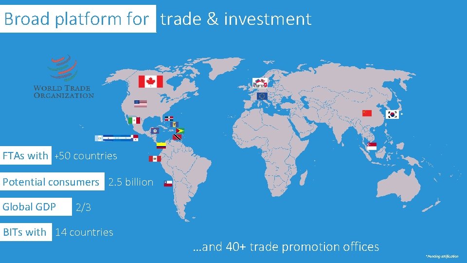 Broad platform for trade & investment * FTAs with +50 countries Potential consumers 2.