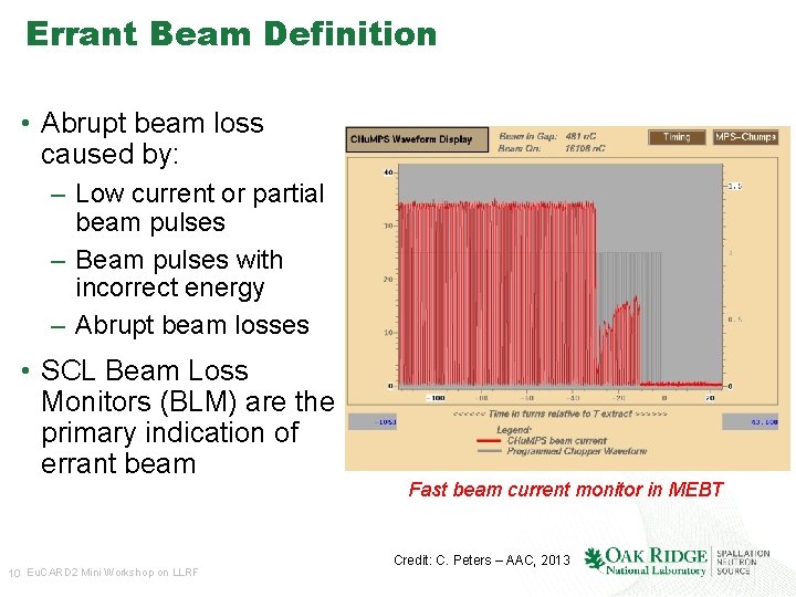 Errant Beam Definition • Abrupt beam loss caused by: – Low current or partial