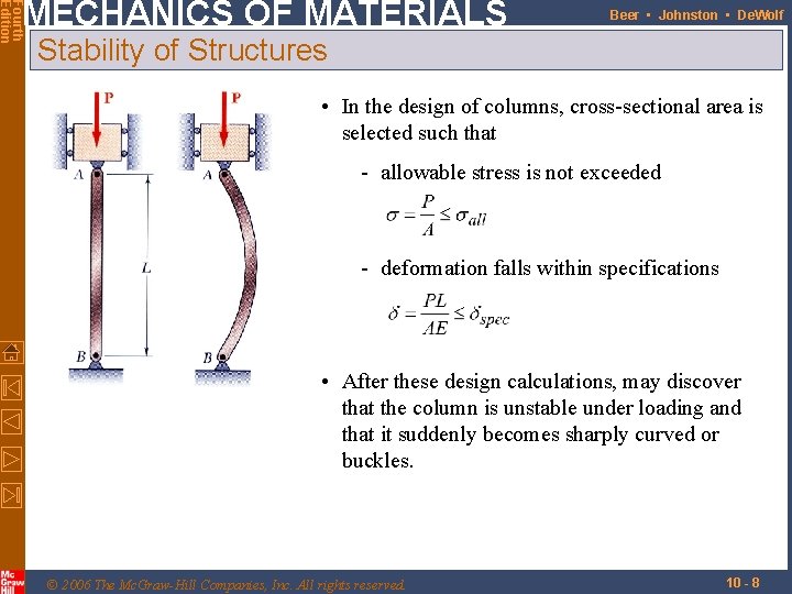 Fourth Edition MECHANICS OF MATERIALS Beer • Johnston • De. Wolf Stability of Structures