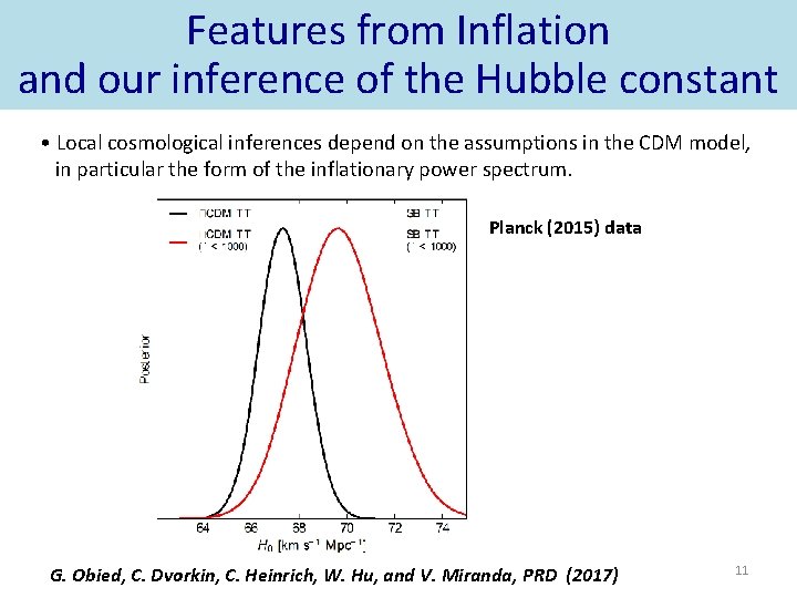 Features from Inflation and our inference of the Hubble constant • Local cosmological inferences