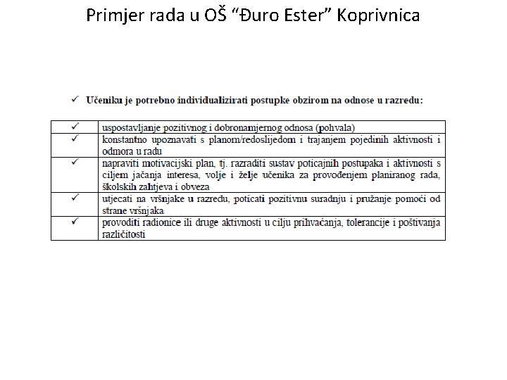 Primjer rada u OŠ “Đuro Ester” Koprivnica 