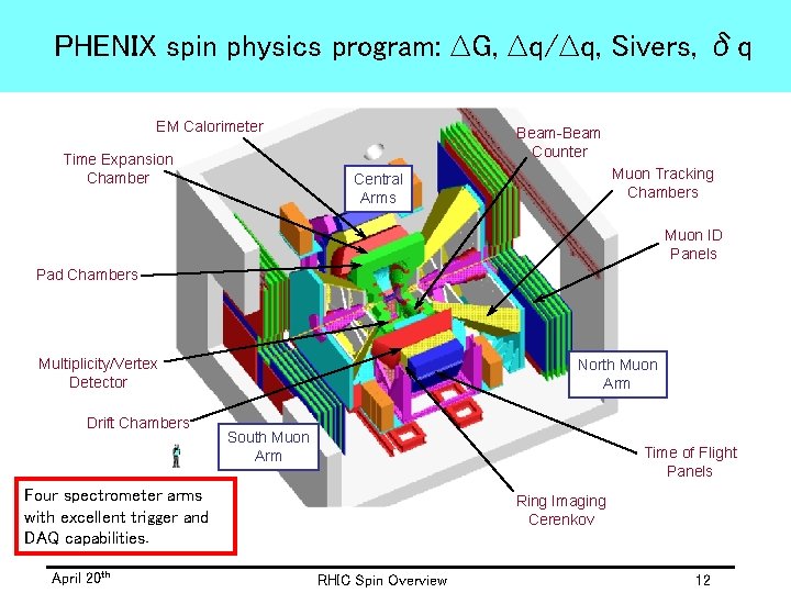 PHENIX spin physics program: ∆G, ∆q/∆q, Sivers, δq EM Calorimeter Time Expansion Chamber Beam-Beam