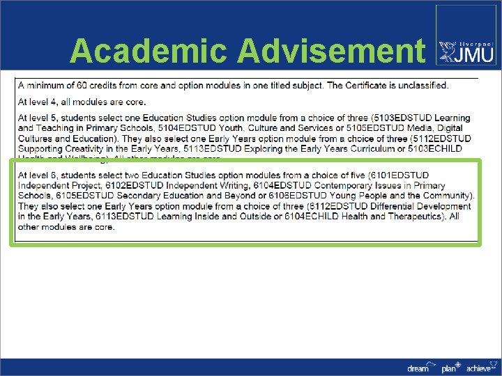 Academic Advisement 