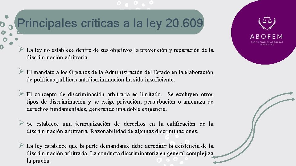 Principales críticas a la ley 20. 609 Ø La ley no establece dentro de