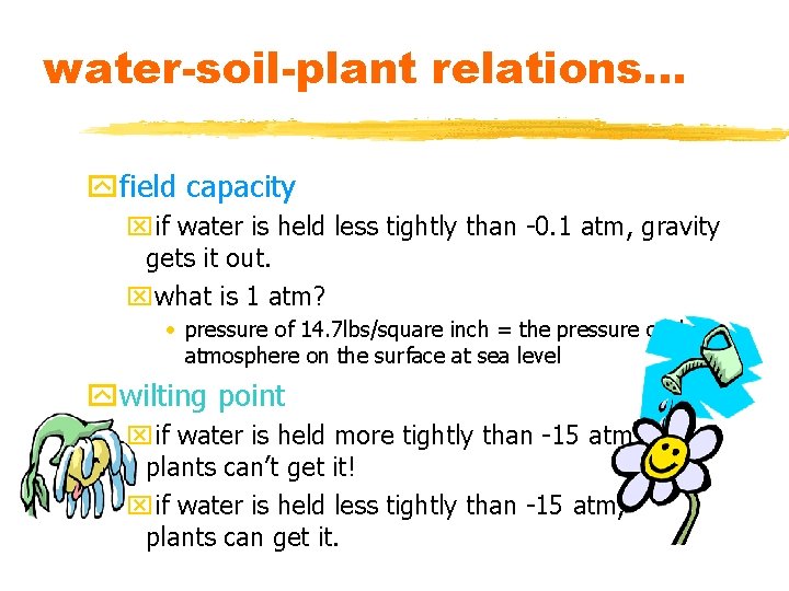 water-soil-plant relations. . . yfield capacity xif water is held less tightly than -0.