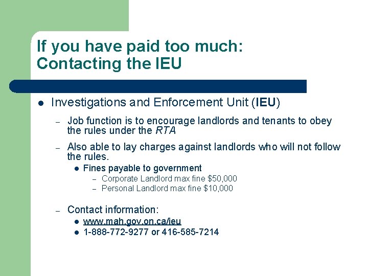 If you have paid too much: Contacting the IEU l Investigations and Enforcement Unit