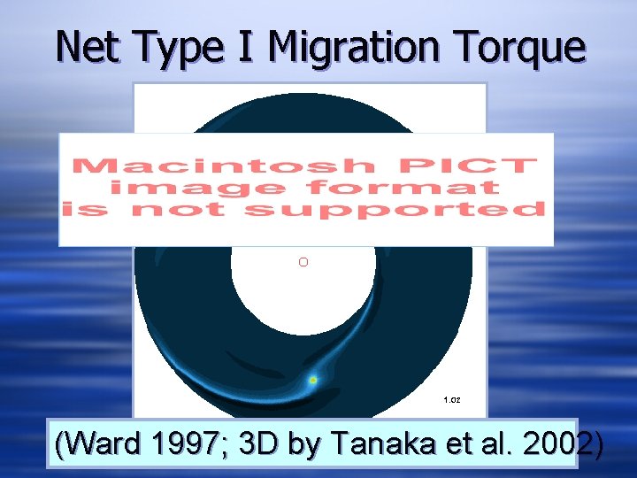 Net Type I Migration Torque (Ward 1997; 3 D by Tanaka et al. 2002)