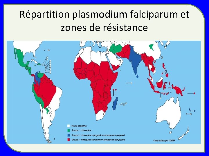 Répartition plasmodium falciparum et zones de résistance Répartition plasmodium falciparum et zones de résistance