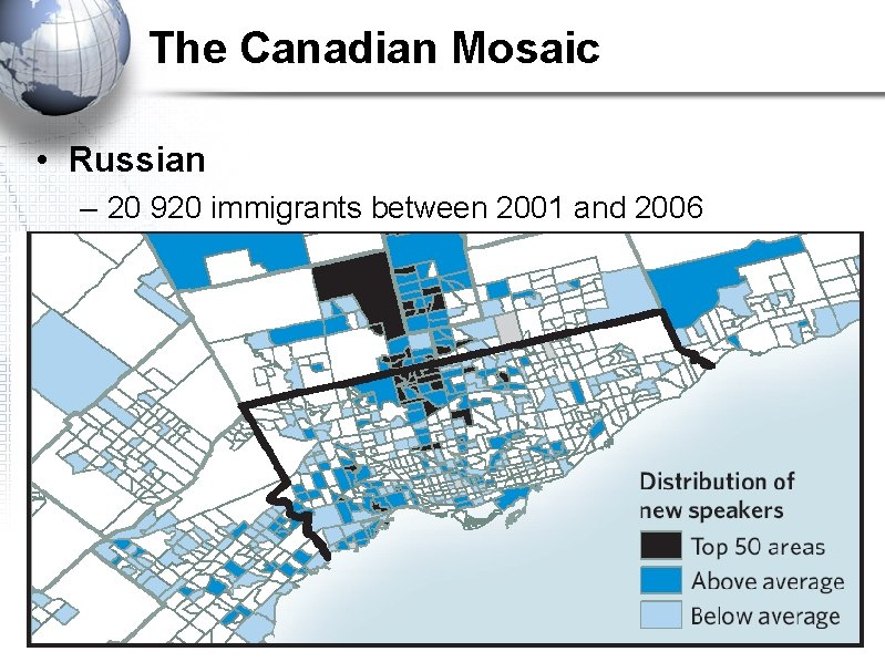 The Canadian Mosaic • Russian – 20 920 immigrants between 2001 and 2006 