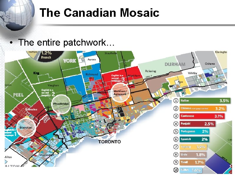 The Canadian Mosaic • The entire patchwork… 