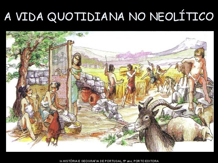 A VIDA QUOTIDIANA NO NEOLÍTICO In HISTÓRIA E GEOGRAFIA DE PORTUGAL, 5º ano, PORTO