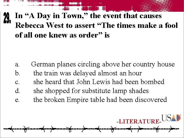 In “A Day in Town, ” the event that causes Rebecca West to assert