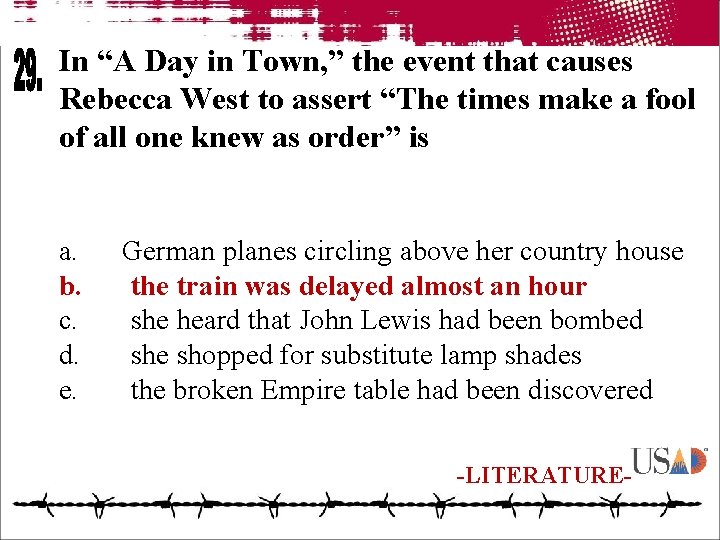 In “A Day in Town, ” the event that causes Rebecca West to assert