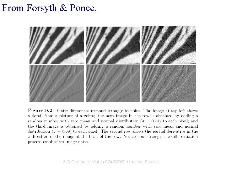 From Forsyth & Ponce. 3 -D Computer Vision CSc 83020 / Ioannis Stamos From Forsyth & Ponce. 3 -D Computer Vision CSc 83020 / Ioannis Stamos