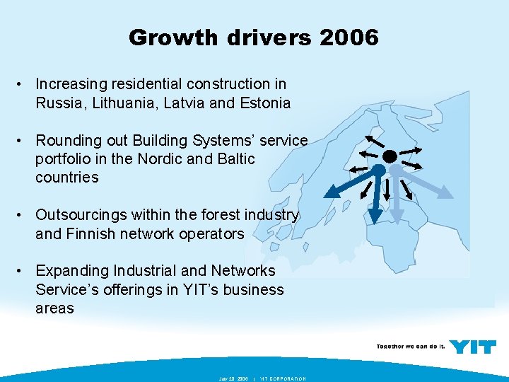 Growth drivers 2006 • Increasing residential construction in Russia, Lithuania, Latvia and Estonia •