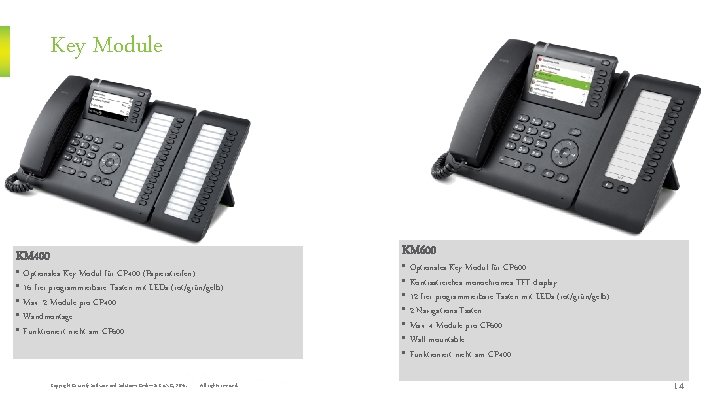 Key Module KM 600 KM 400 • Optionales Key Modul für CP 400 (Papierstreifen)