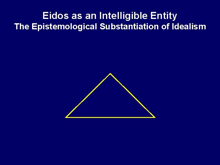 Eidos as an Intelligible Entity The Epistemological Substantiation of Idealism 