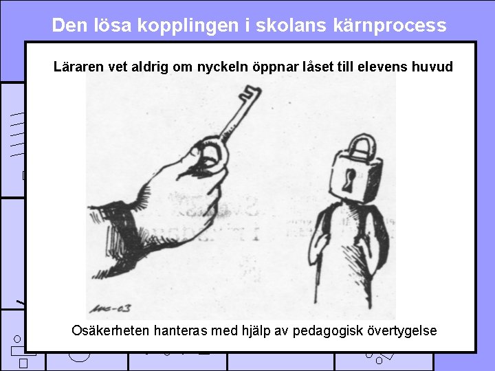 Den lösa kopplingen i skolans kärnprocess Läraren vet aldrig om nyckeln öppnar låset till