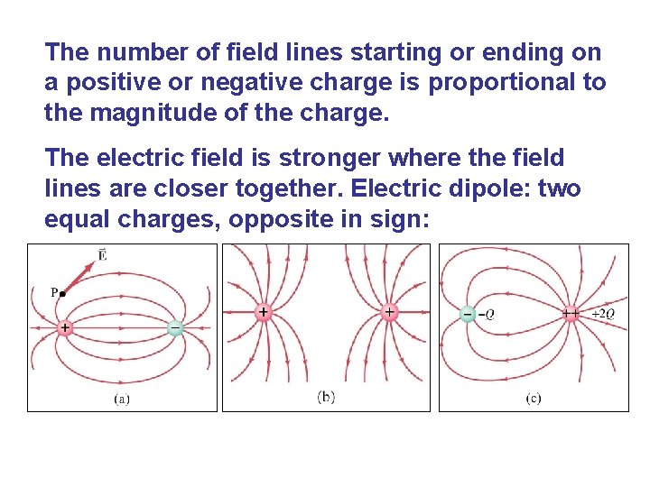 The number of field lines starting or ending on a positive or negative charge