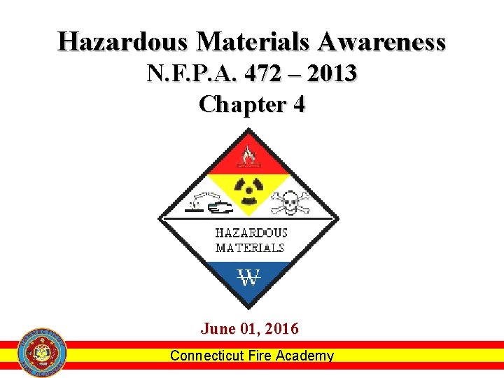 Hazardous Materials Awareness N. F. P. A. 472 – 2013 Chapter 4 June 01,