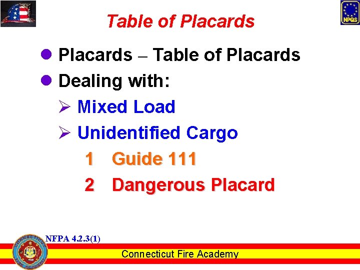 Table of Placards l Placards – Table of Placards l Dealing with: Ø Mixed