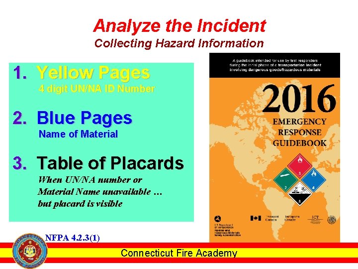 Analyze the Incident Collecting Hazard Information 1. Yellow Pages 4 digit UN/NA ID Number