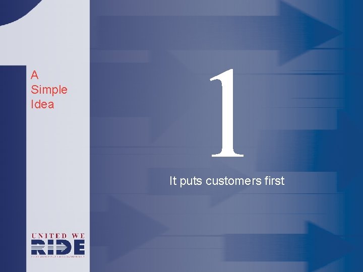 A Simple Idea 1 It puts customers first 