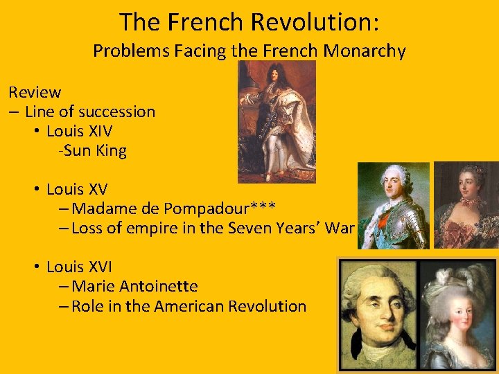 The French Revolution: Problems Facing the French Monarchy Review – Line of succession •