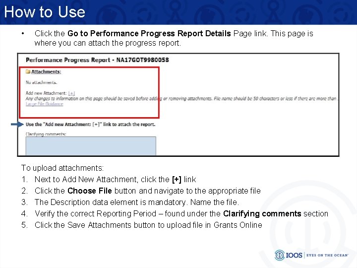 How to Use • Click the Go to Performance Progress Report Details Page link.