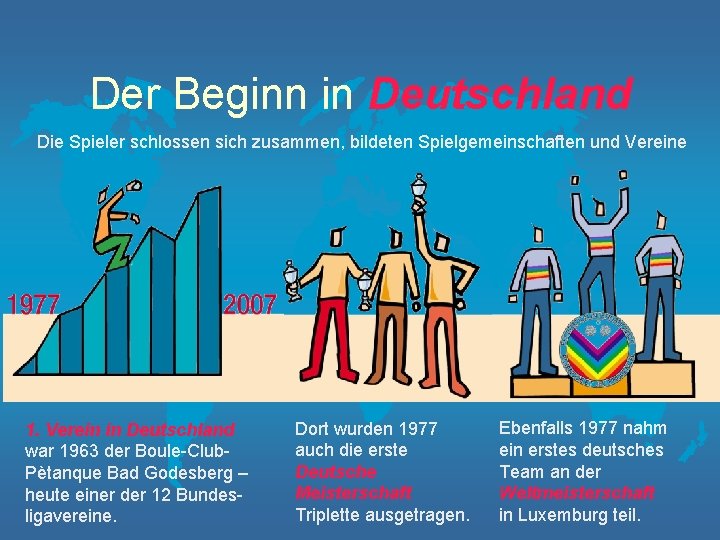 Der Beginn in Deutschland Die Spieler schlossen sich zusammen, bildeten Spielgemeinschaften und Vereine 1.