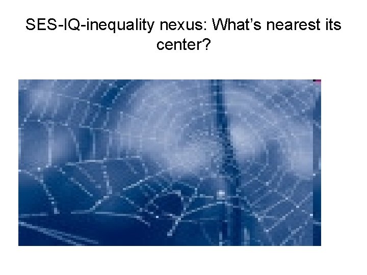 SES-IQ-inequality nexus: What’s nearest its center? 