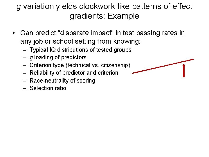 g variation yields clockwork-like patterns of effect gradients: Example • Can predict “disparate impact”