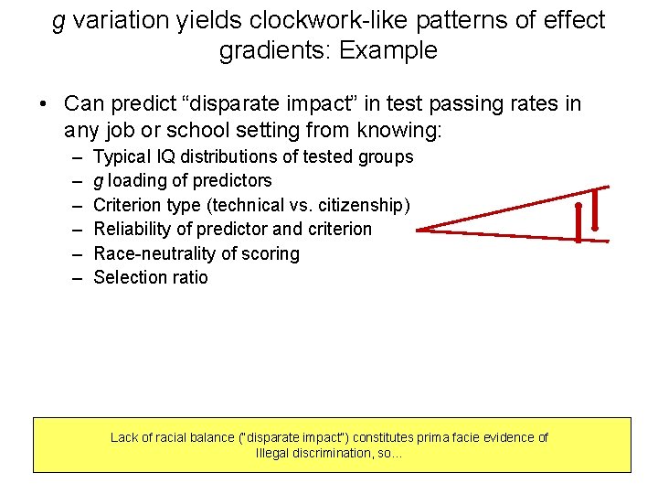 g variation yields clockwork-like patterns of effect gradients: Example • Can predict “disparate impact”