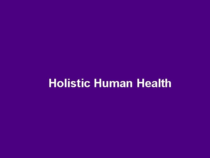 Holistic Human Health 