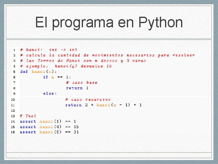 El programa en Python 