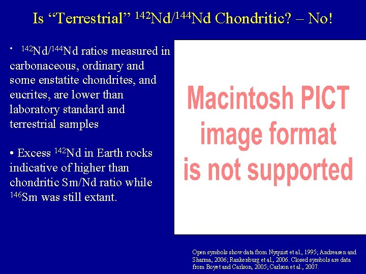 Is “Terrestrial” 142 Nd/144 Nd Chondritic? – No! • 142 Nd/144 Nd ratios measured