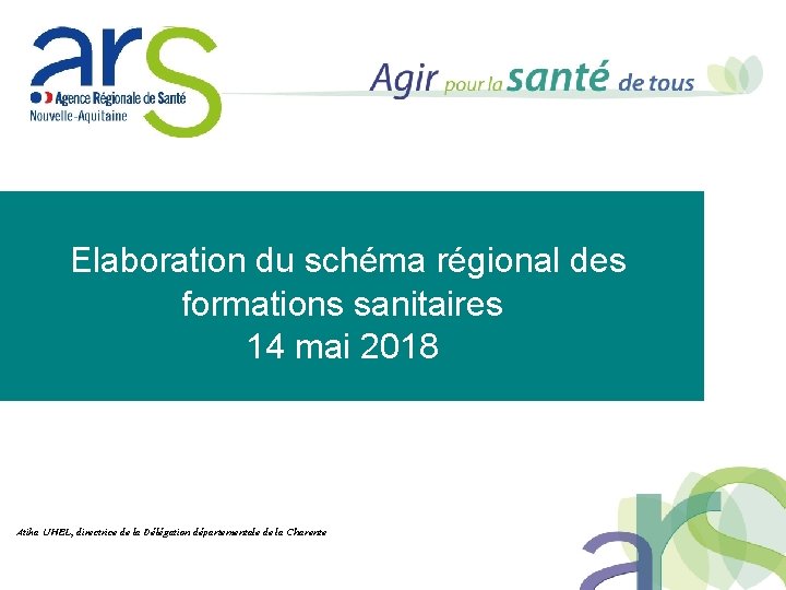 Elaboration du schéma régional des formations sanitaires 14 mai 2018 Atika UHEL, directrice de