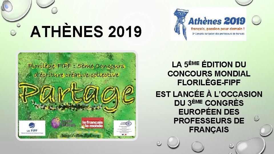 ATHÈNES 2019 LA 5ÈME ÉDITION DU CONCOURS MONDIAL FLORILÈGE-FIPF EST LANCÉE À L’OCCASION DU