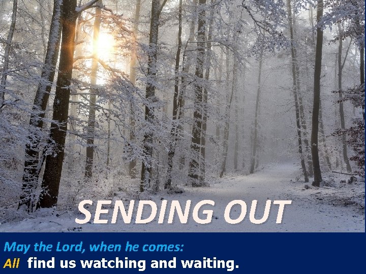 SENDING OUT May the Lord, when he comes: All find us watching and waiting.