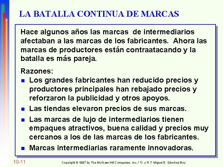 LA BATALLA CONTINUA DE MARCAS Hace algunos años las marcas de intermediarios afectaban a