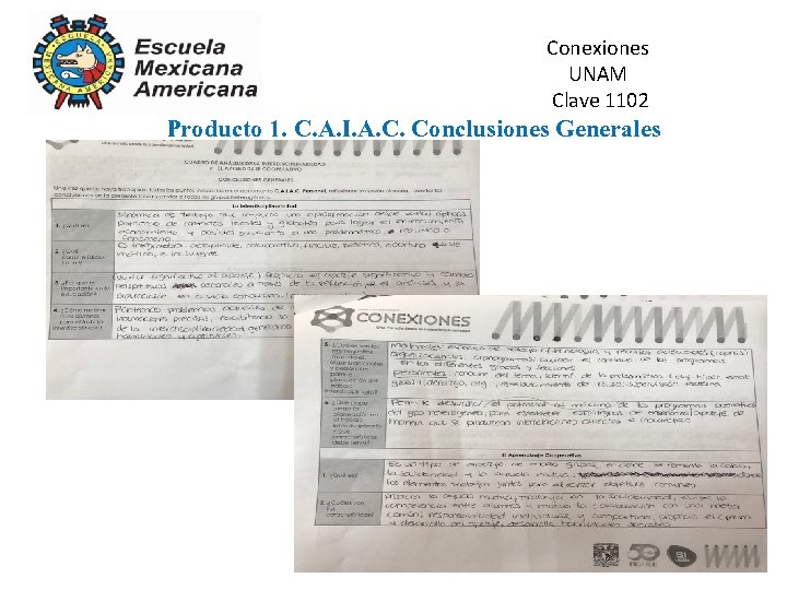 Conexiones UNAM Clave 1102 Producto 1. C. A. I. A. C. Conclusiones Generales 